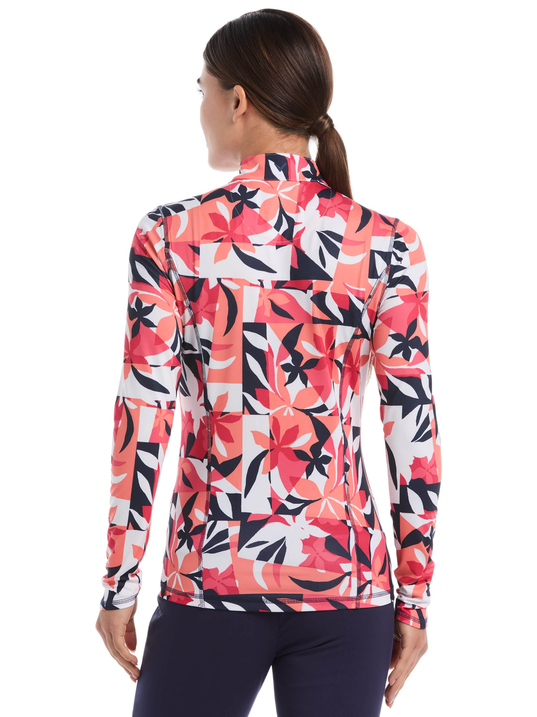 Women's Long Sleeve Tropical Collage Print Pullover