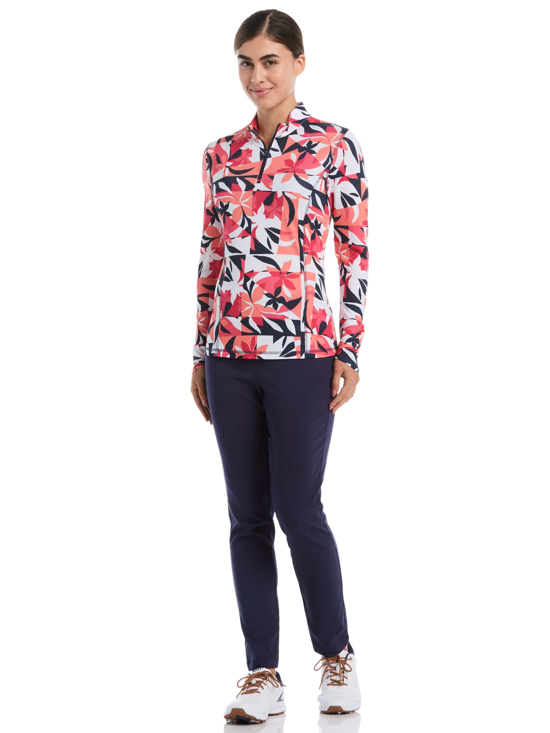 Women's Long Sleeve Tropical Collage Print Pullover