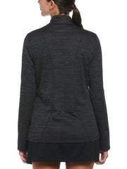MIDWEIGHT 1/4 ZIP LAYERING WITH DECORATIVE STITCHING AND SIDE POCKETS (Caviar Htr) 