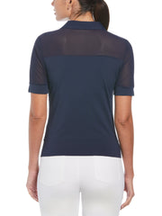 Mesh Blocked Half Sleeve Golf Polo Shirt (Black Iris) 