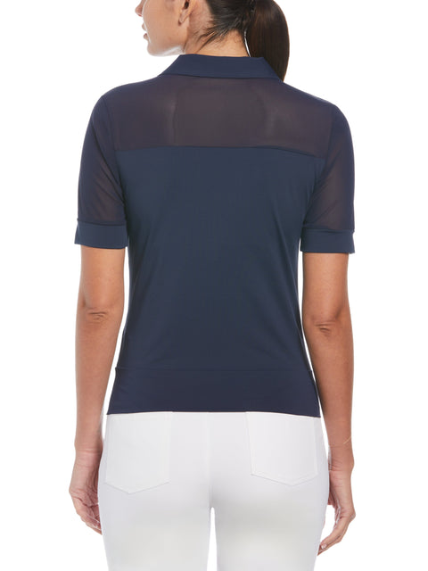 Mesh Blocked Half Sleeve Golf Polo Shirt (Black Iris) 