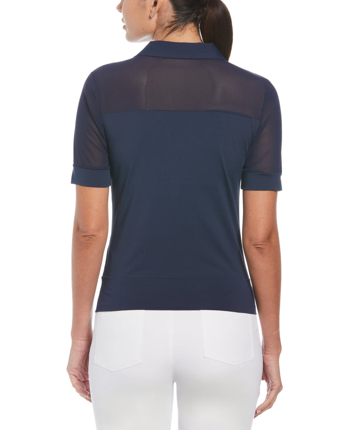 Mesh Blocked Half Sleeve Golf Polo Shirt (Black Iris) 