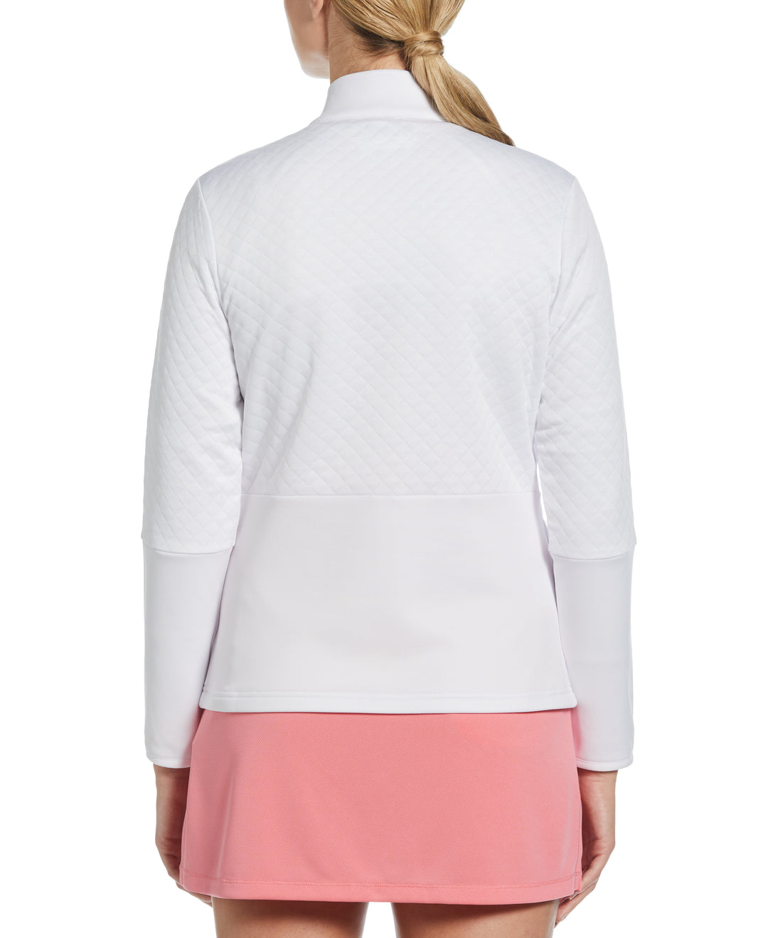 Midweight Half Zip Golf Pullover with Quilted Fleece (Bright White) 