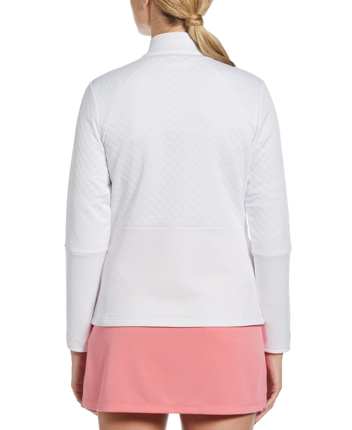 Midweight Half Zip Golf Pullover with Quilted Fleece (Bright White) 