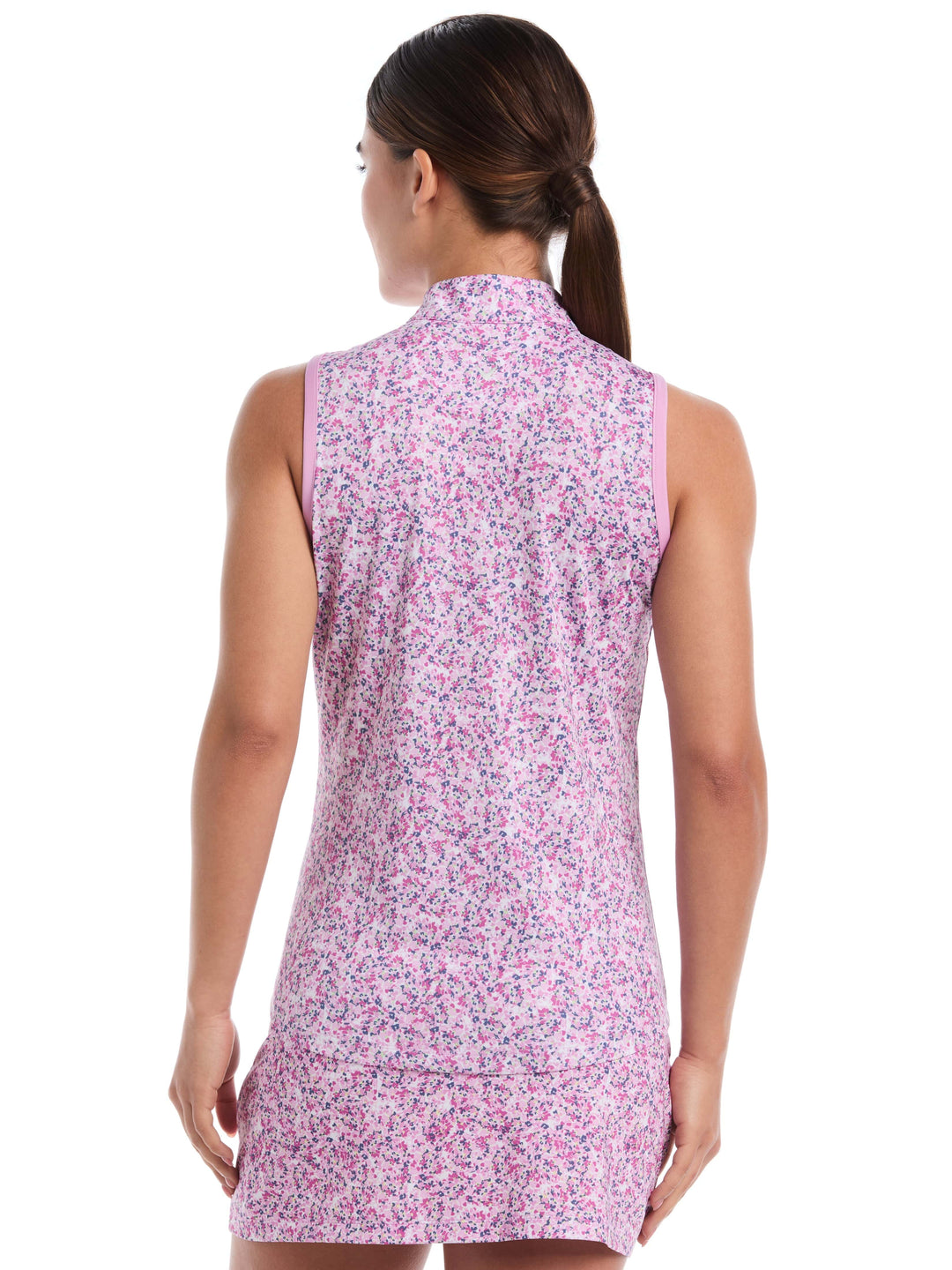 Women's Mini Floral Print Zip Golf Polo