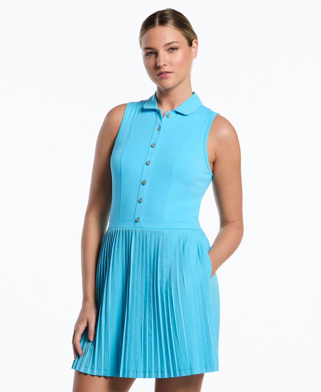 Mixed Media Pleated Dress (Aquarius) 