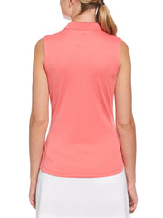 Sleeveless Solid Knit Polo Top (Coral Paradise) 