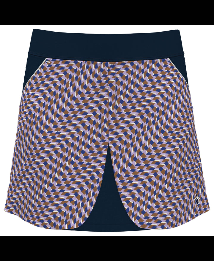 Womens Optical Print Color Block Skort (Black Iris) 