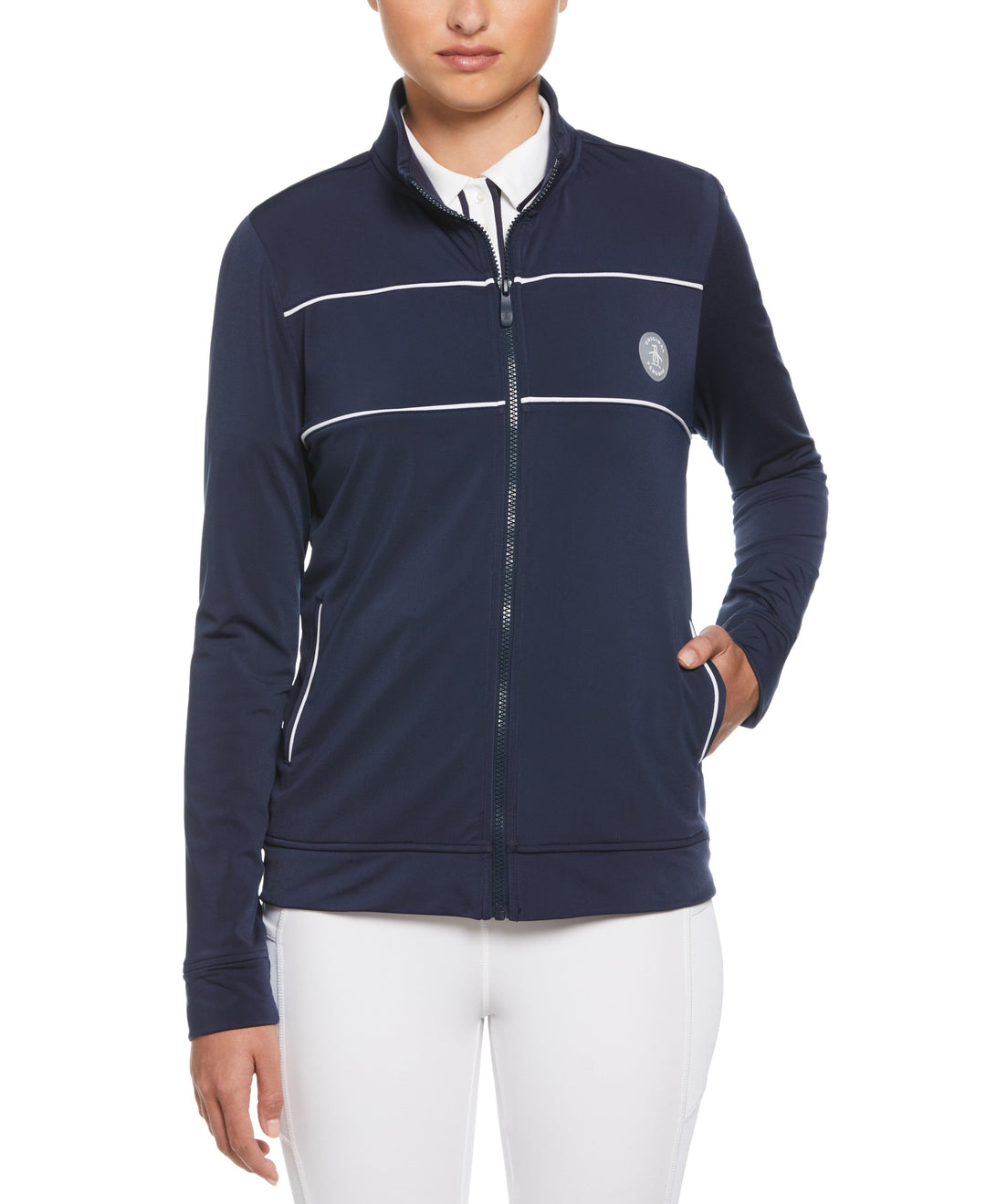 Womens Performance Track Style Tennis Jacket (Black Iris) 