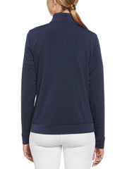 Womens Performance Track Style Tennis Jacket (Black Iris) 