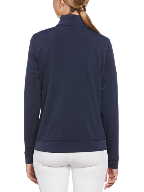 Womens Performance Track Style Tennis Jacket (Black Iris) 