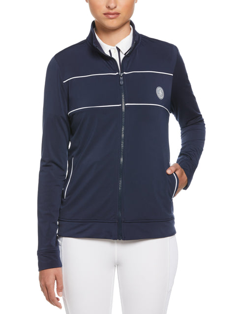 Womens Performance Track Style Tennis Jacket (Black Iris) 