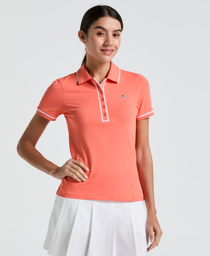 Performance Veronica Short Sleeve Golf Polo Shirt (Coral Quartz) 