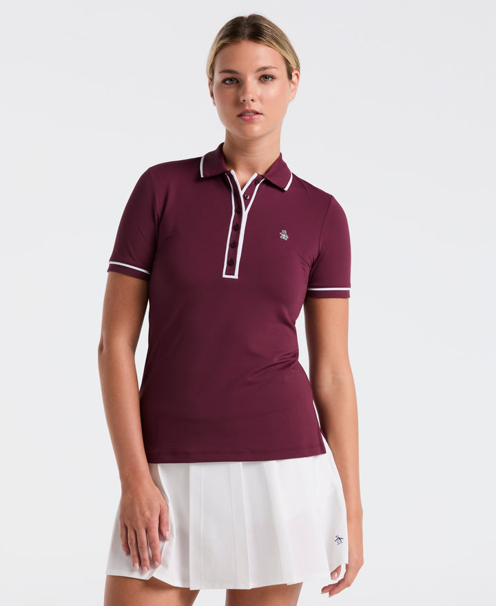 Performance Veronica Short Sleeve Golf Polo Shirt (Mauve Wine) 