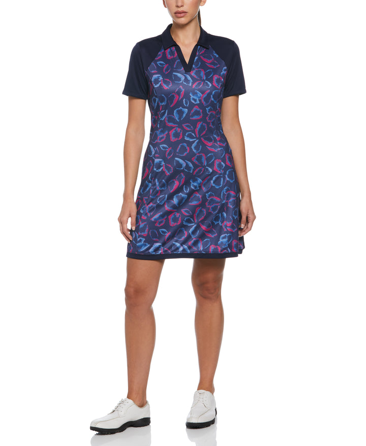 Petal Print Flounce Golf Dress (Peacoat) 