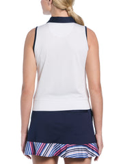 Placed Stripe Golf Polo (Bright White) 