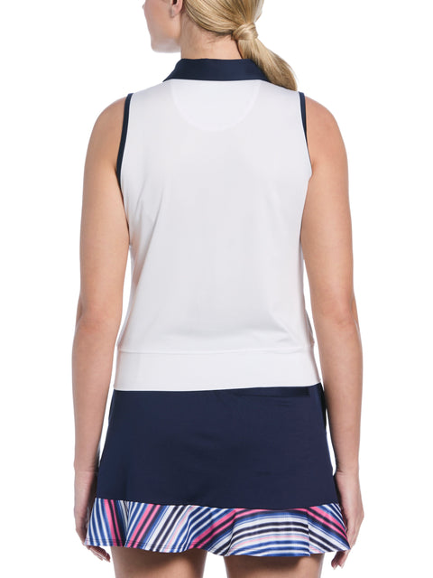 Placed Stripe Golf Polo (Bright White) 