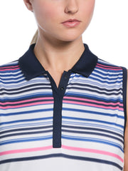 Placed Stripe Golf Polo (Bright White) 