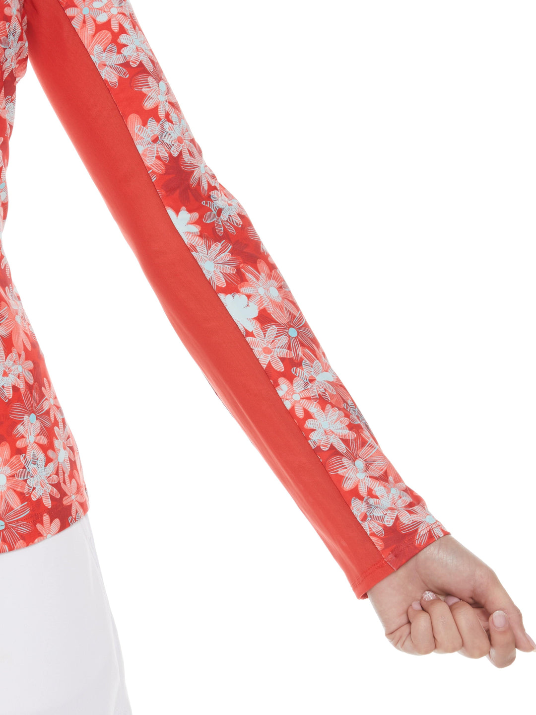 Playful Floral Print Golf Shirt (Poppy Red) 