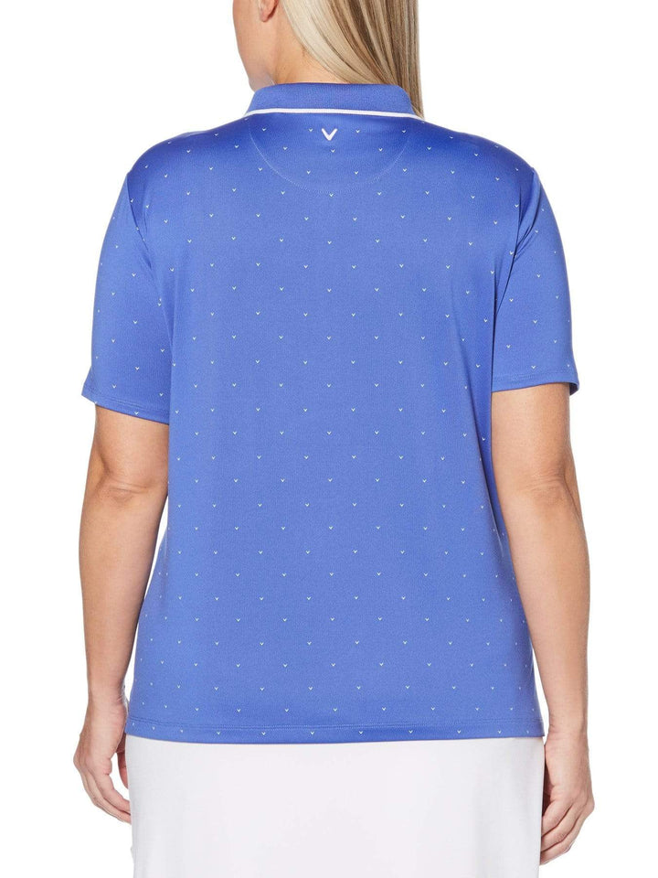 Women's Plus Allover Chevron Printed Polka Dot Polo