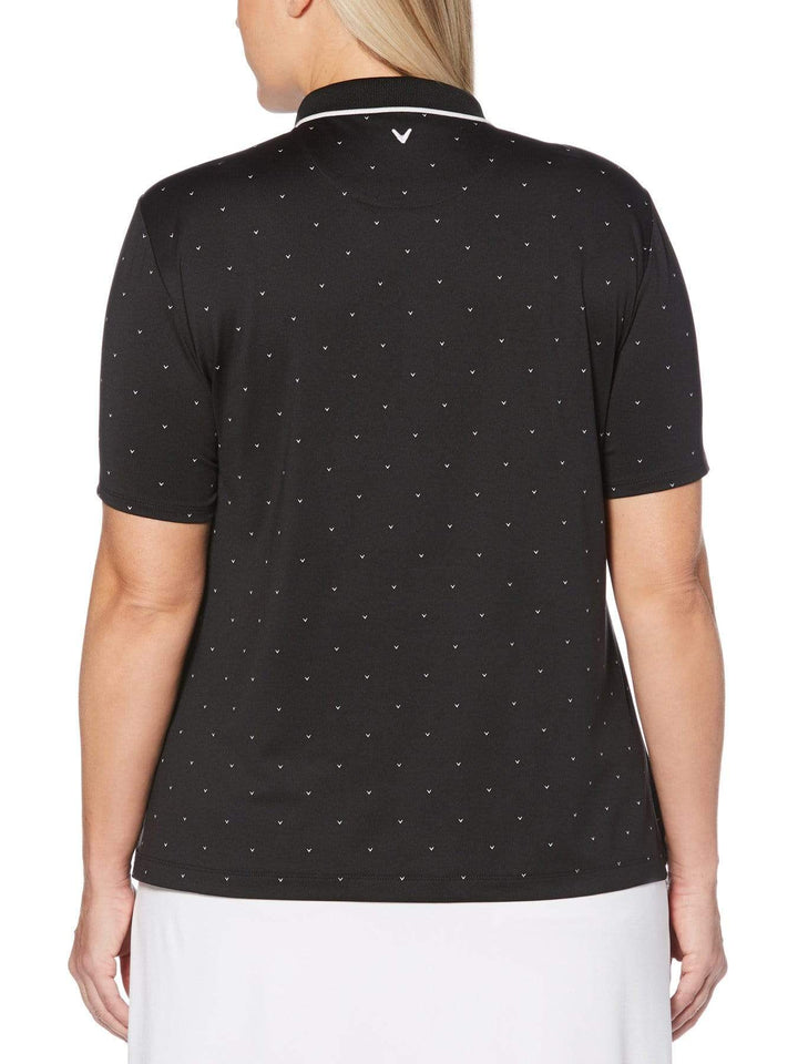 Women's Plus Allover Chevron Printed Polka Dot Polo