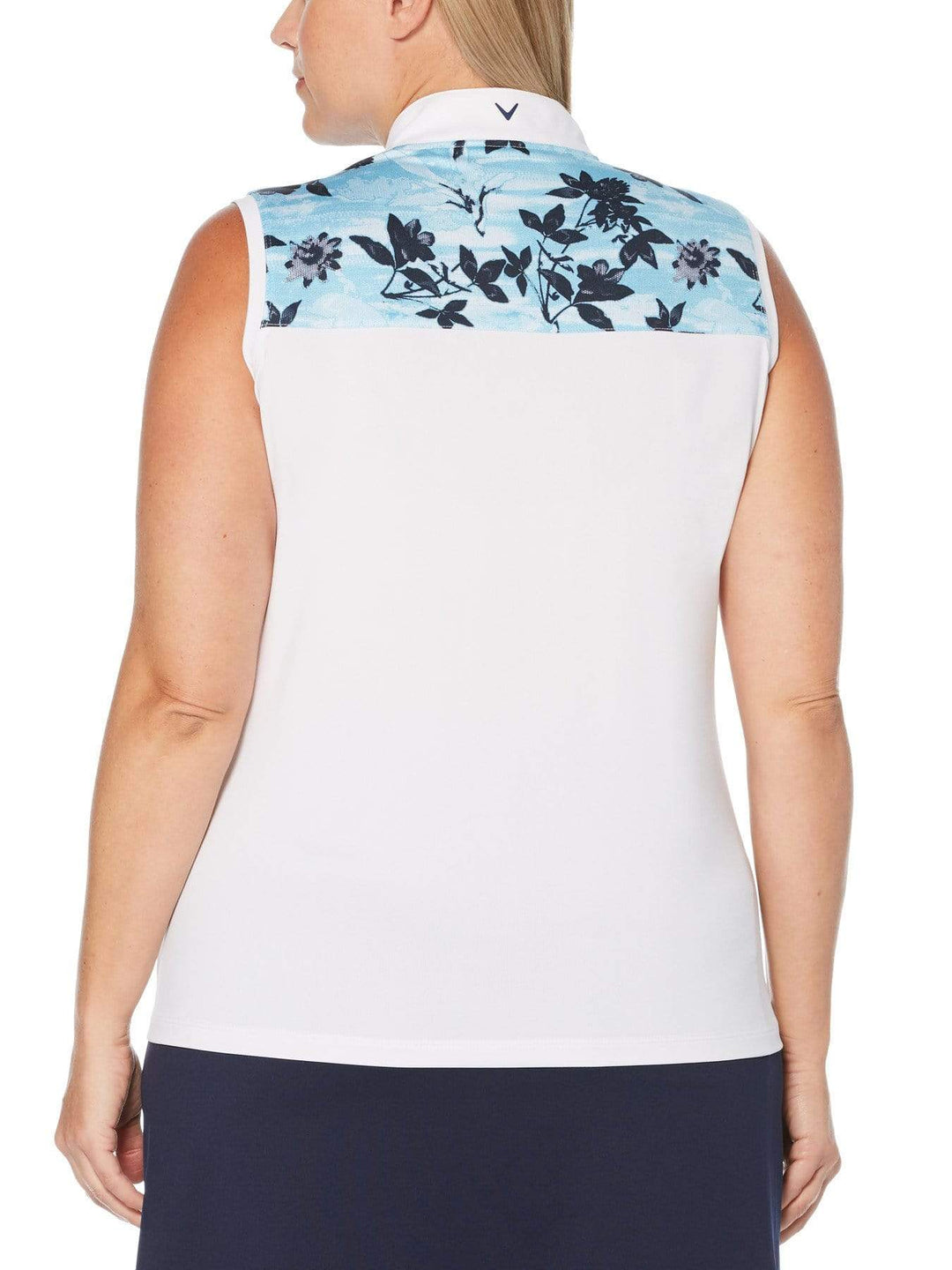 Women's Plus Sleeveless Block Floral Print Polo
