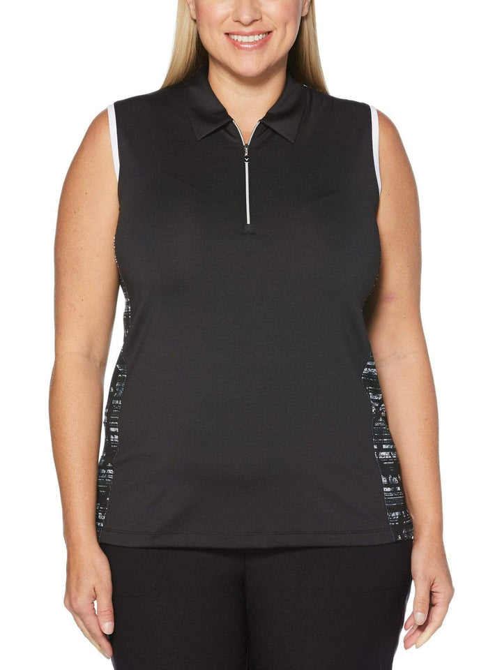 Women's Plus Sleeveless Floral Printed Polo