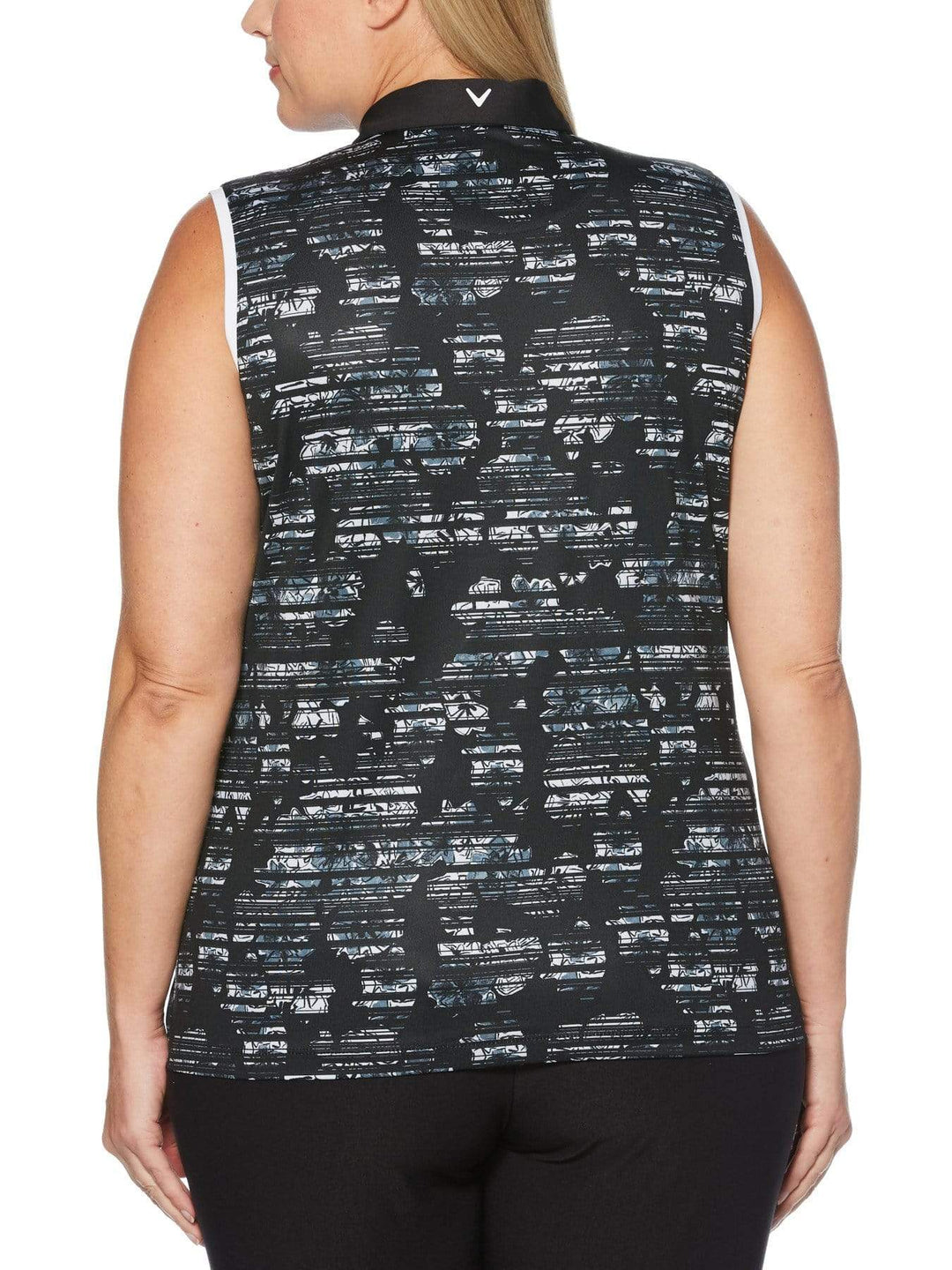 Women's Plus Sleeveless Floral Printed Polo