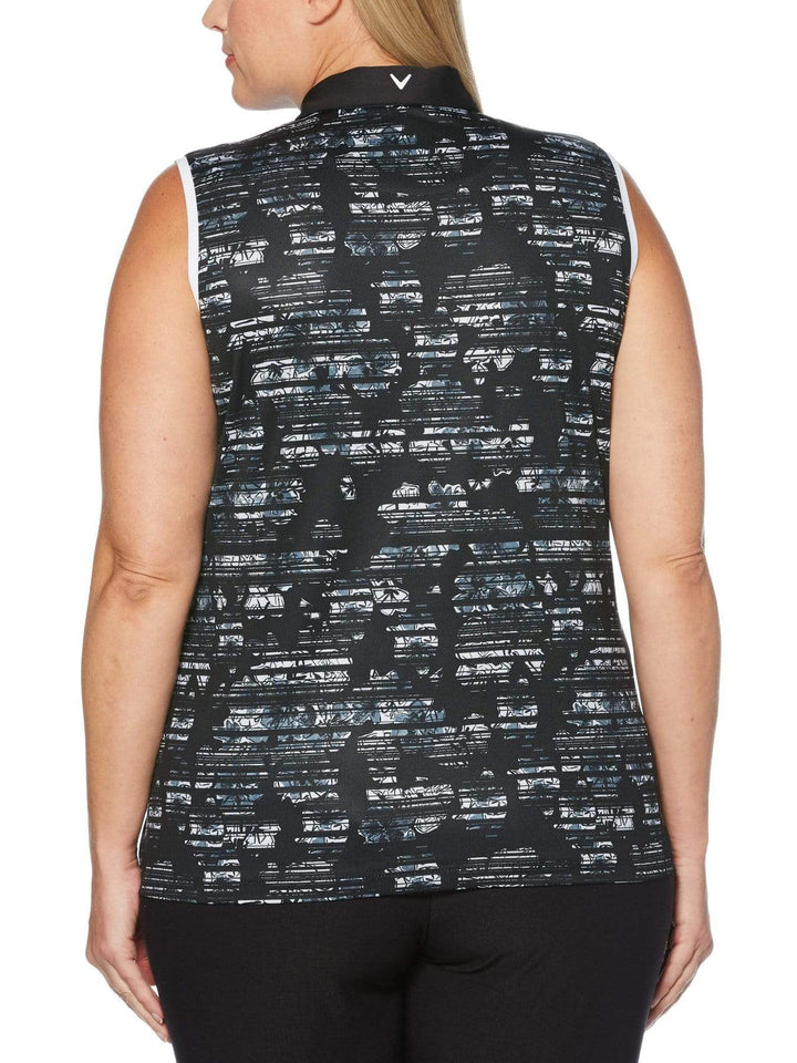 Women's Plus Sleeveless Floral Printed Polo