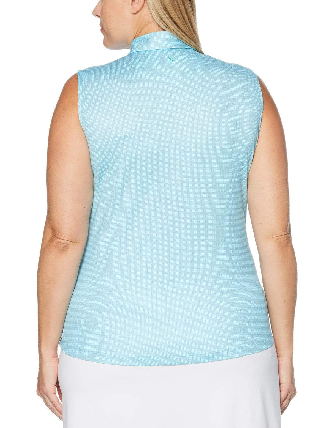 Women's Plus Sleeveless Gingham Printed Polo