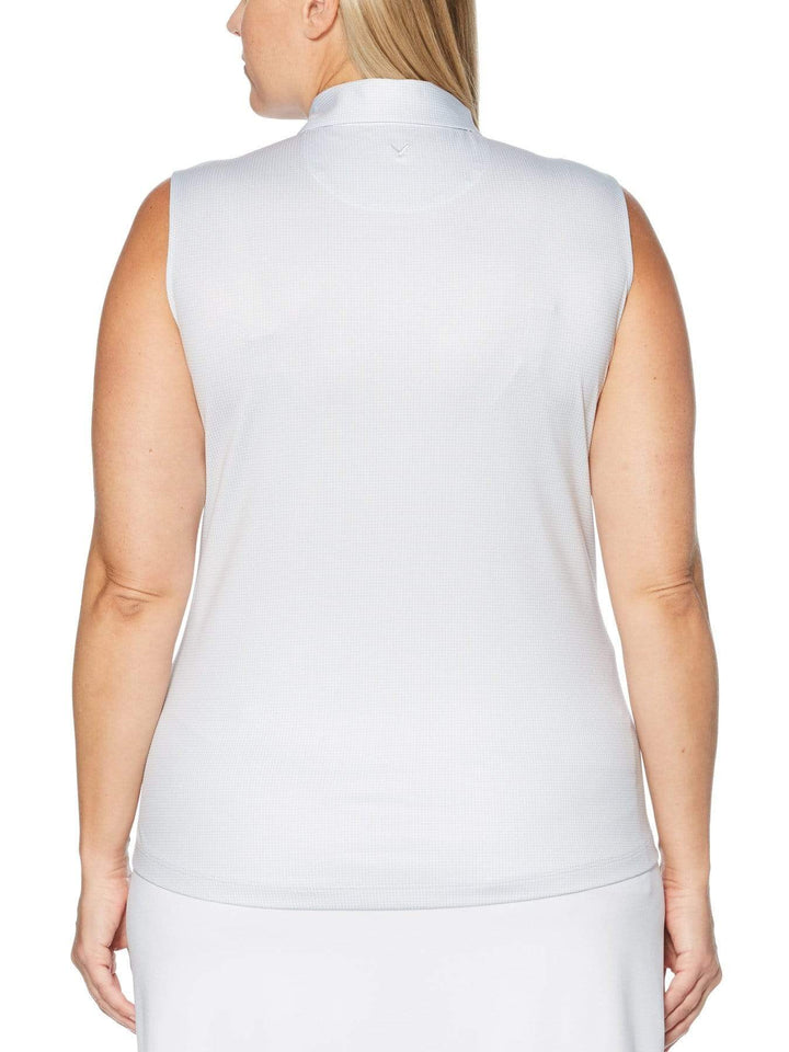 Women's Plus Sleeveless Gingham Printed Polo