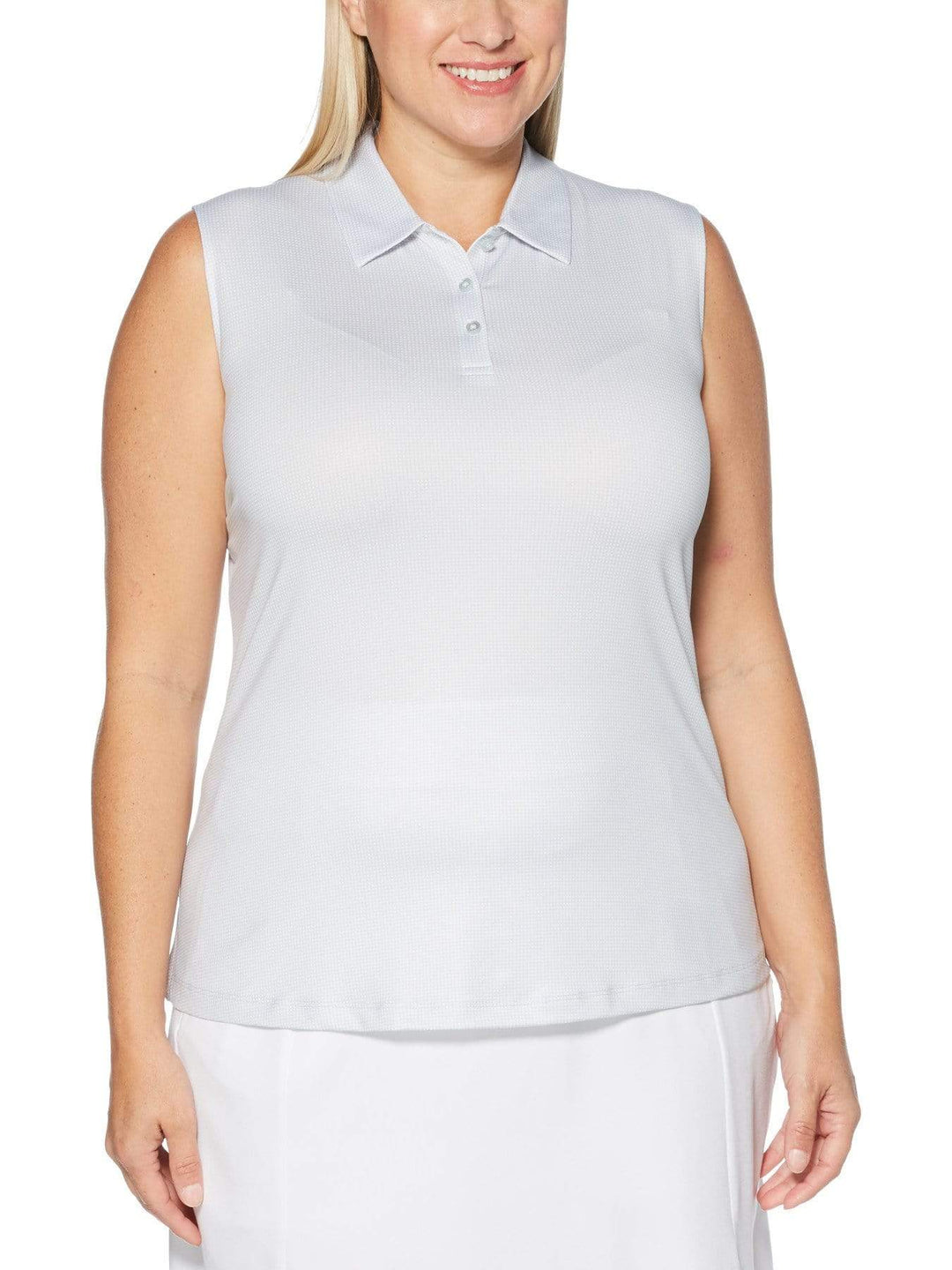 Women's Plus Sleeveless Gingham Printed Polo
