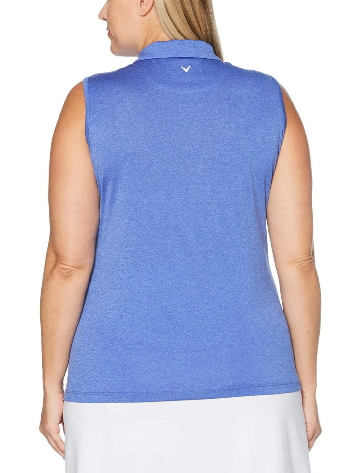 Women's Plus Sleeveless Quarter Zip Heather Polo