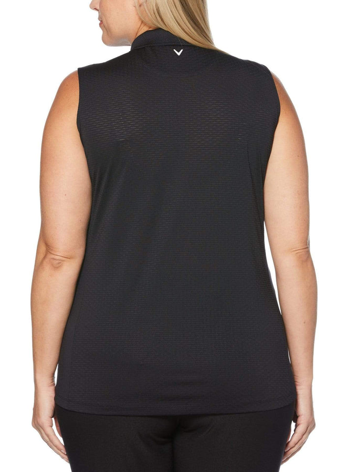 Women's Plus Sleeveless Stripe Polo