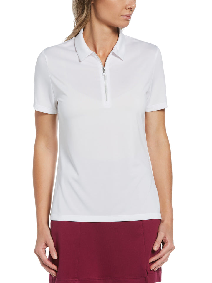 Quarter Zip Heather Golf Polo (Brilliant White) 