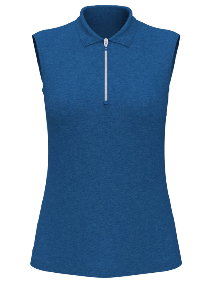 Women's Quarter Zip Heather Sleeveless Golf Polo