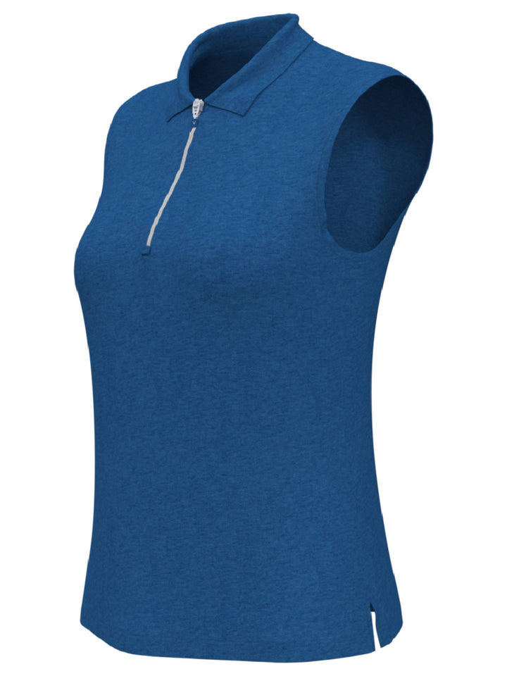 Women's Quarter Zip Heather Sleeveless Golf Polo