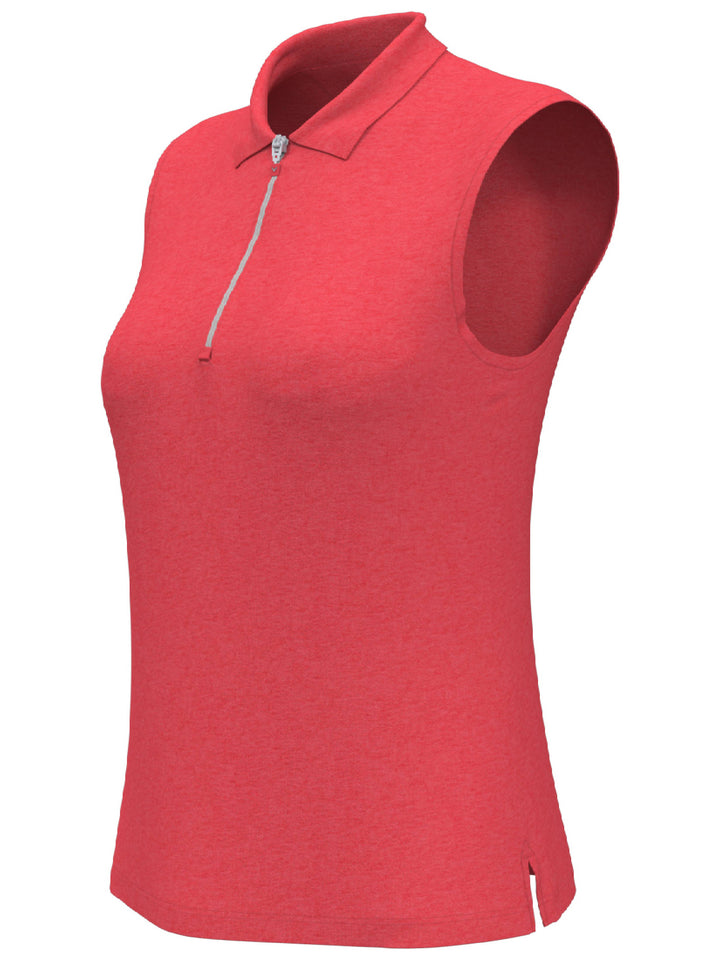 Women's Quarter Zip Heather Sleeveless Golf Polo