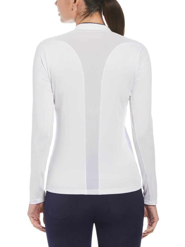 1/4 Zip Layering Long Sleeve Golf Shirt (Bright White) 