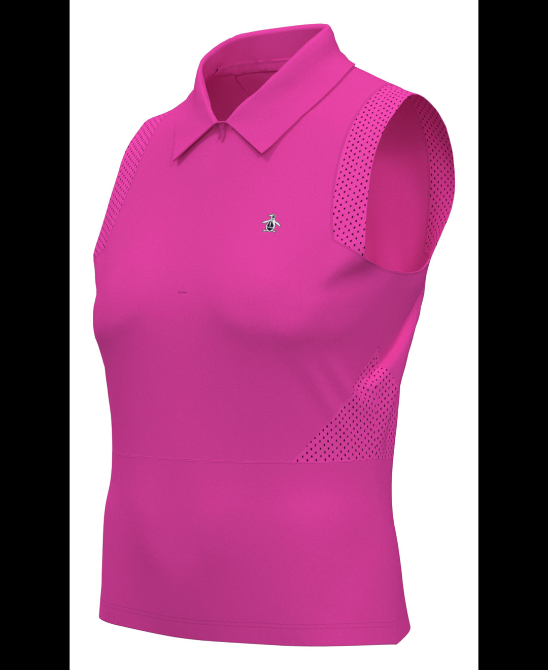 1/4 Zip Mesh Block Sleeveless Golf Polo Shirt (Cheeky Pink) 