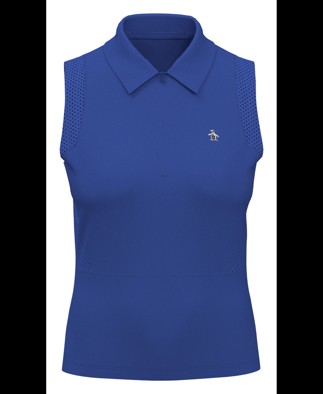 1/4 Zip Mesh Block Sleeveless Golf Polo Shirt (Nebulas Blue) 
