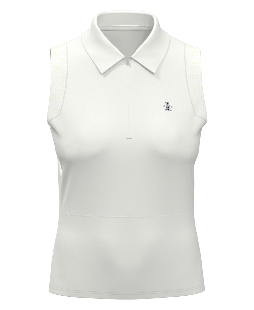 1/4 Zip Mesh Block Sleeveless Golf Polo Shirt (Bright White) 
