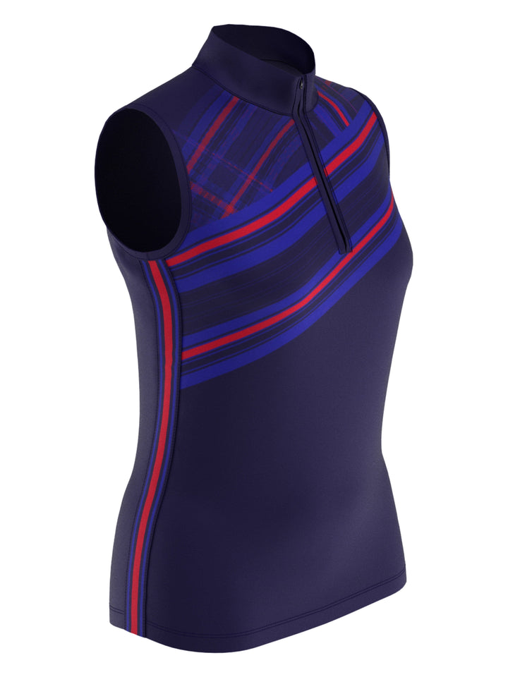 Women's Quarter Zip Sleeveless Engineered Print Polo