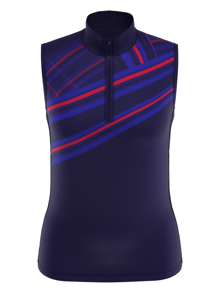 Women's Quarter Zip Sleeveless Engineered Print Polo