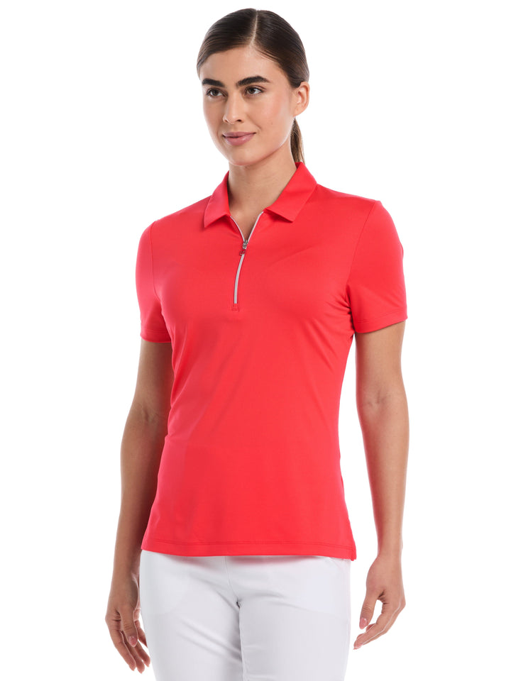 Women's Quarter Zip Solid Golf Polo