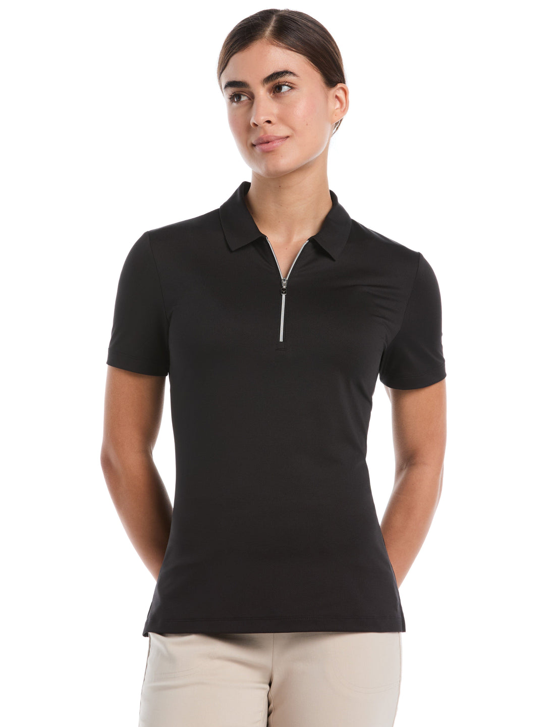 Women's Quarter Zip Solid Golf Polo