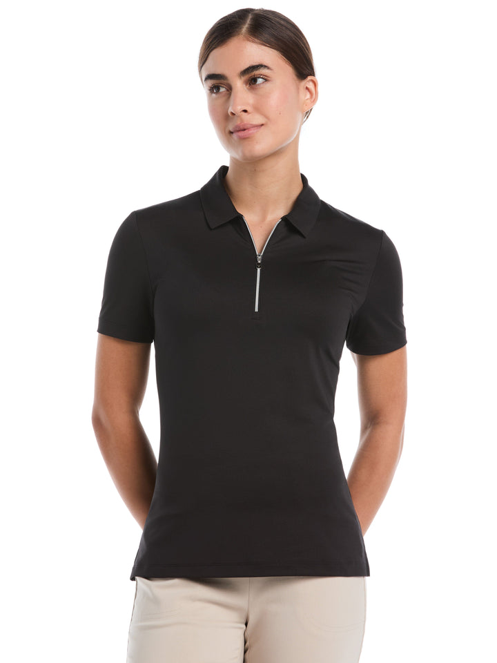 Women's Quarter Zip Solid Golf Polo