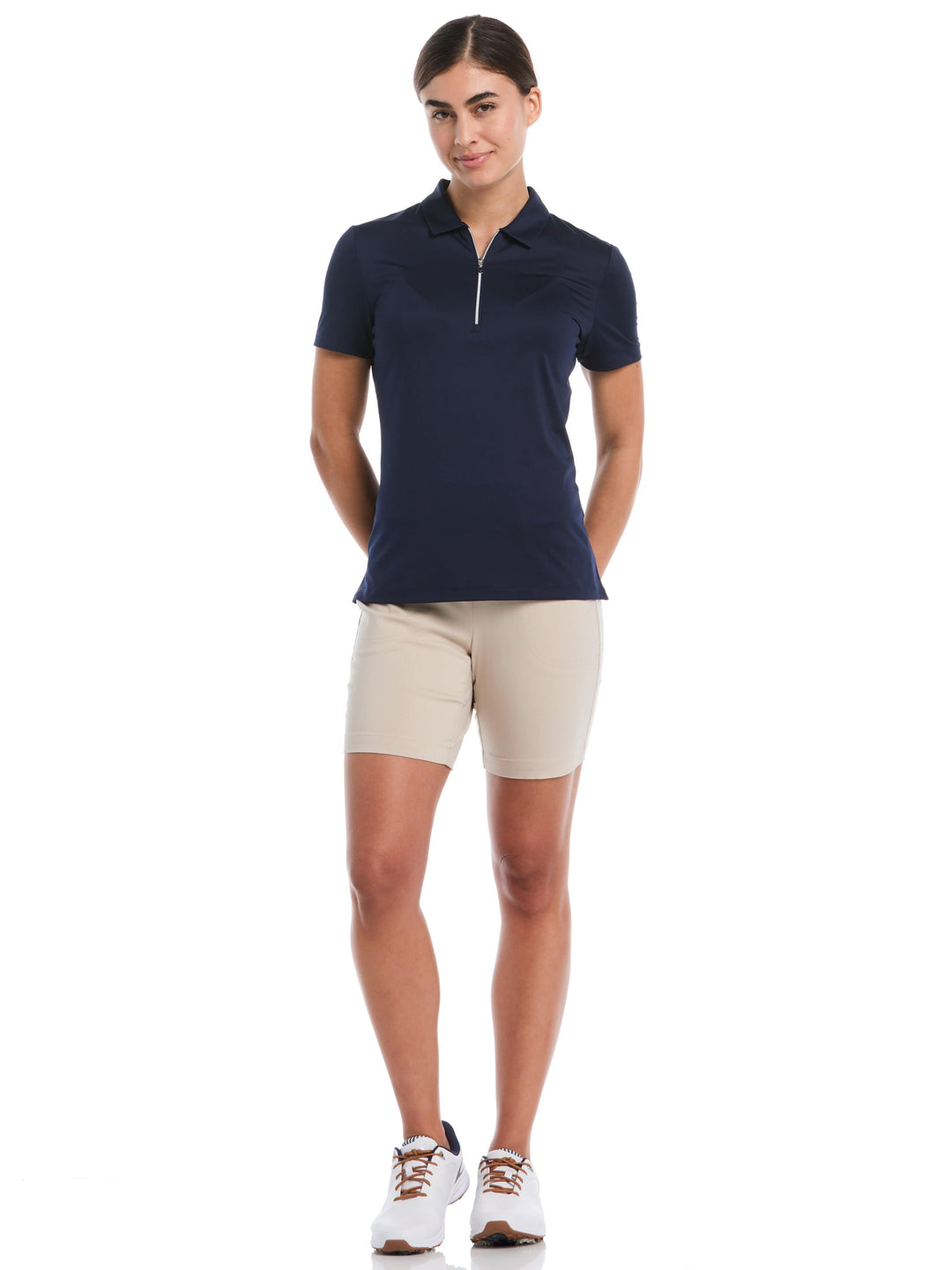 Women's Quarter Zip Solid Golf Polo