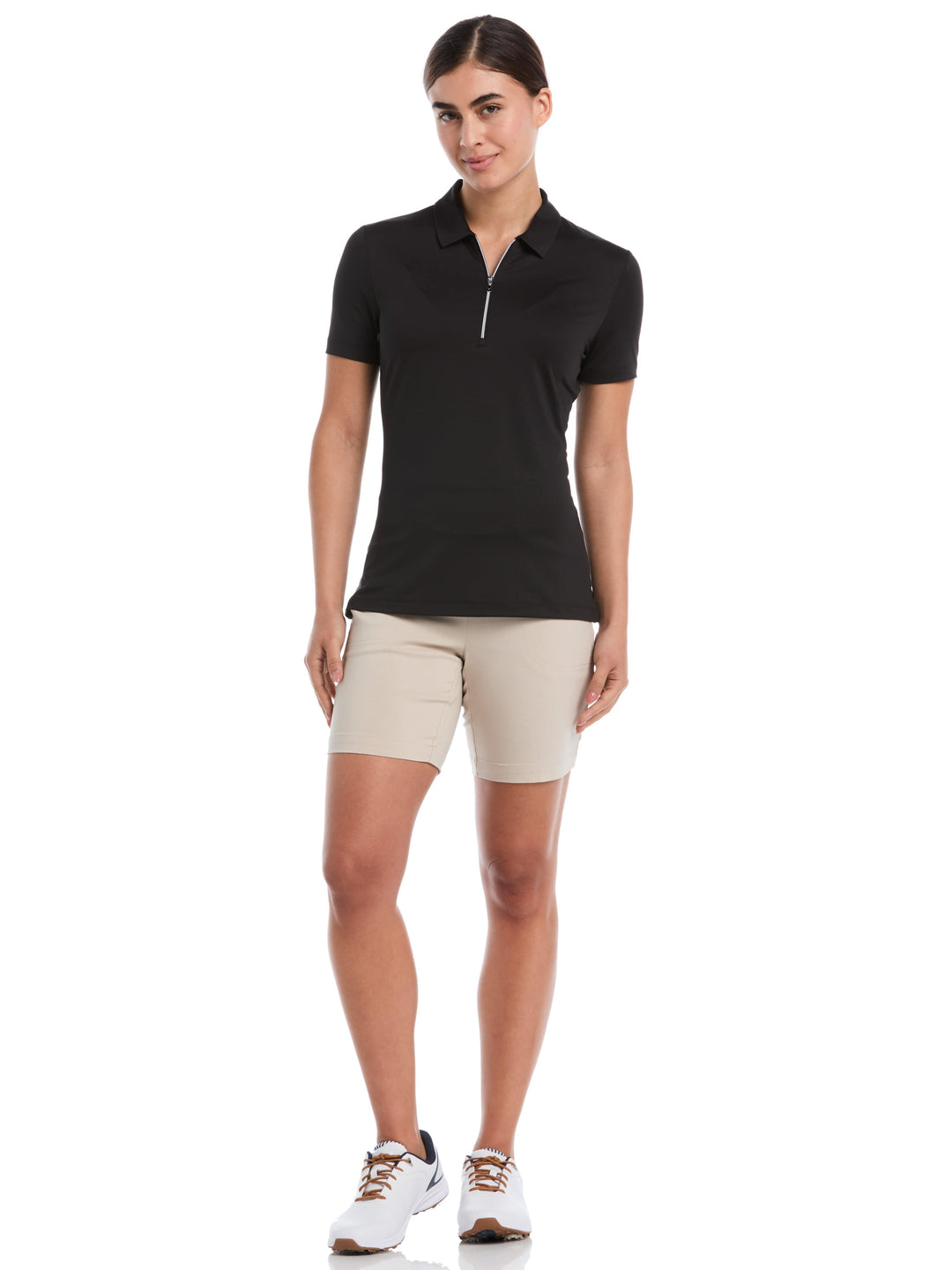 Women's Quarter Zip Solid Golf Polo