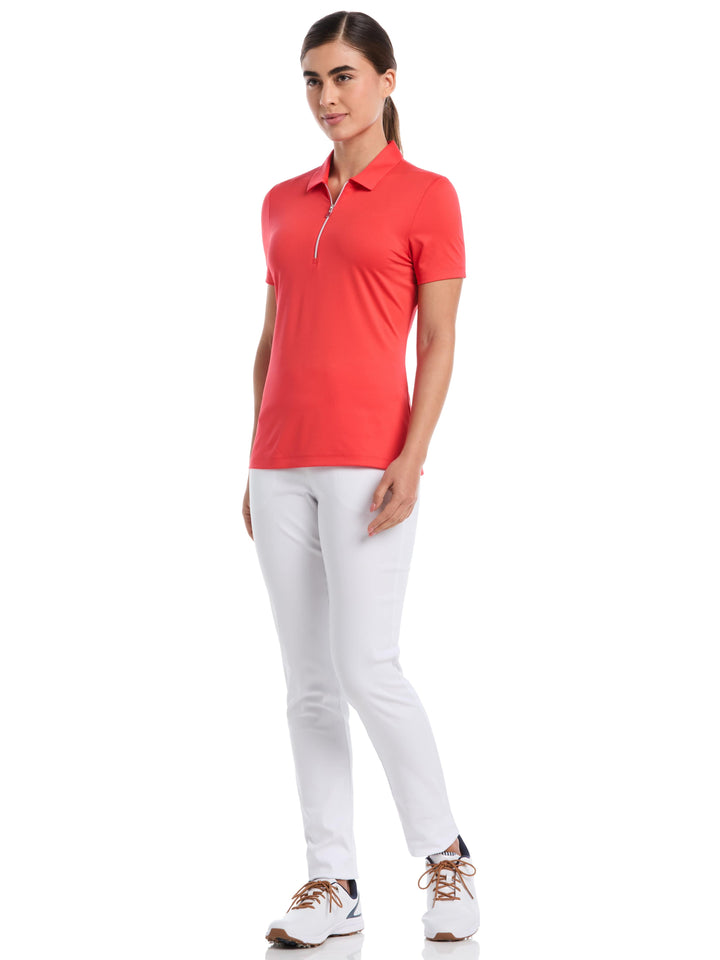 Women's Quarter Zip Solid Golf Polo